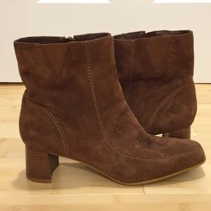Nine West: Suede and Leather Booties Stacked Heel